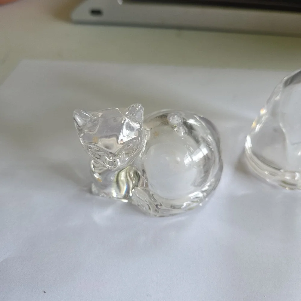 Vintage Lenox Crystal Kitty Cat Salt & Pepper Shakers Kitten Germany 1980s Glass